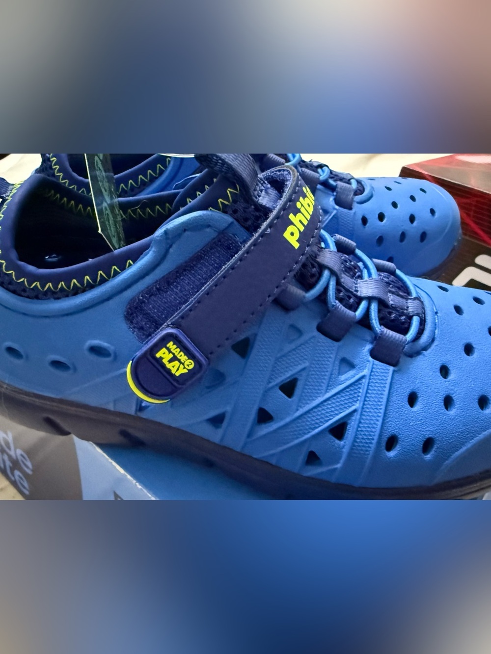 Stride Rite Boys Blue Water Shoe with Neon Accent